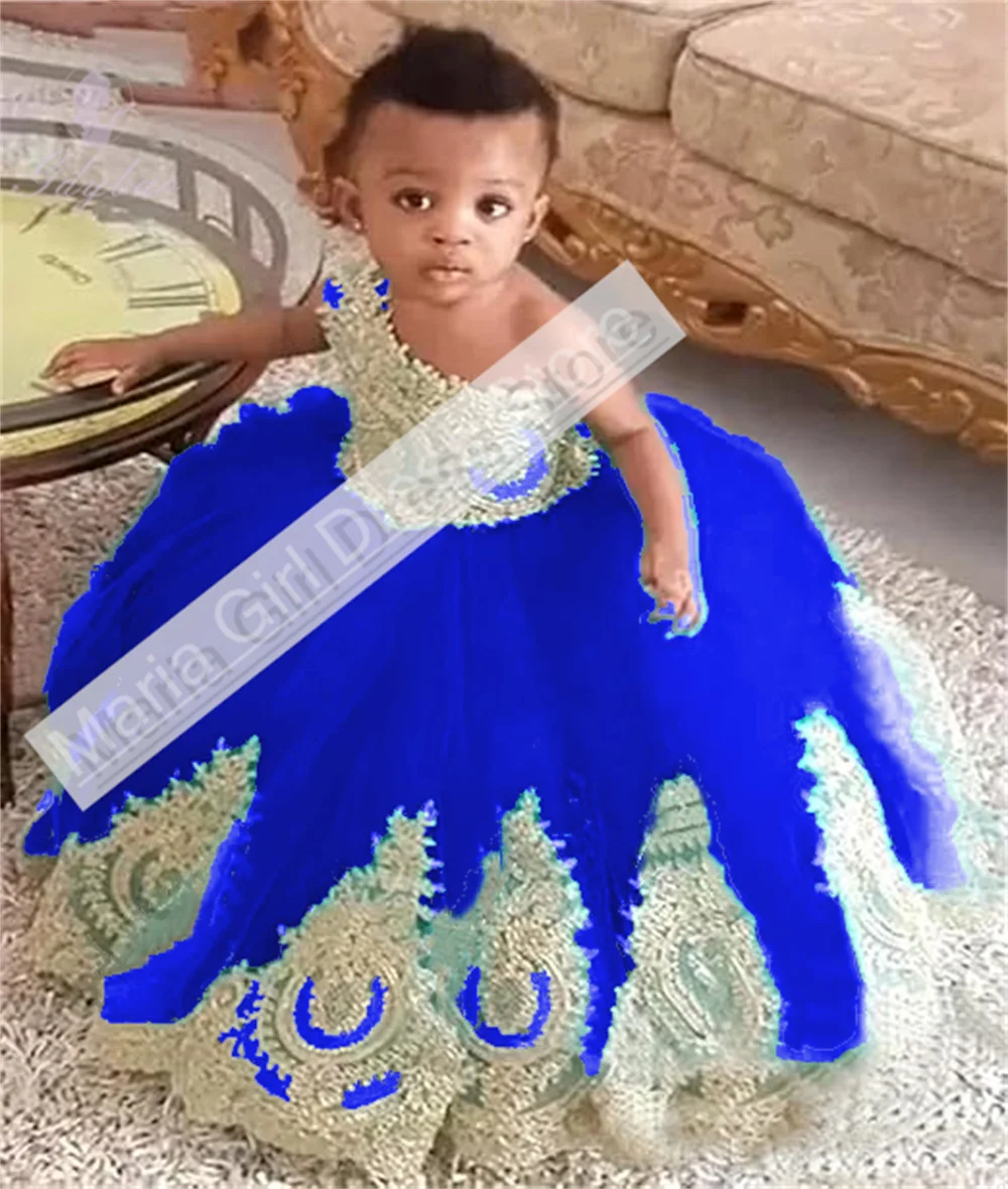 One Shoulder New Royal BlueFlower Girl Dress For Pageant Baptism Toddler Kids Birthday Party Wedding  Festive Costumes Customize