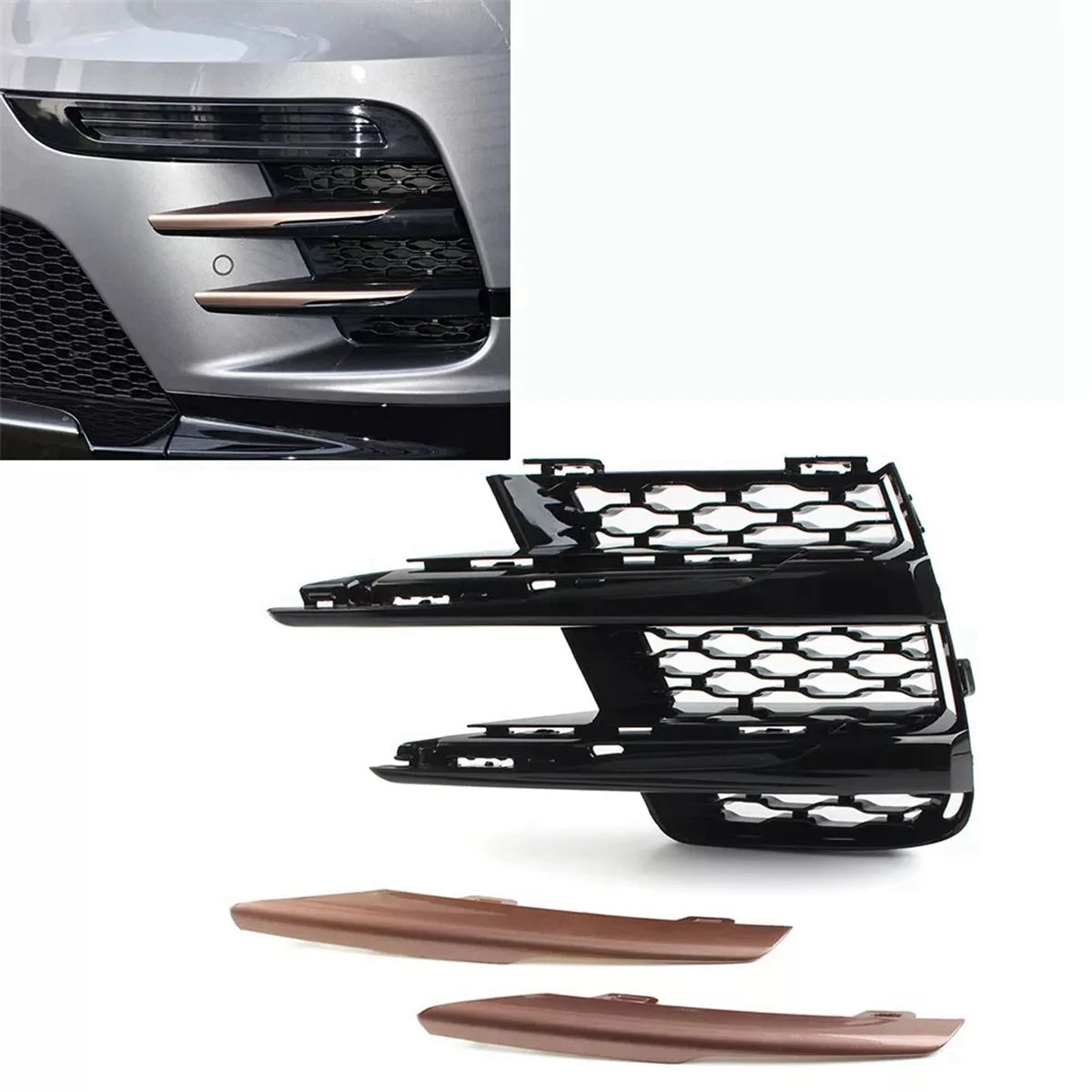 Front Fog Lamp Bumper Cover Fog Light Grill LR093471 for Land Rover Range Rover Velar 2017-2023 (Left) -T45C