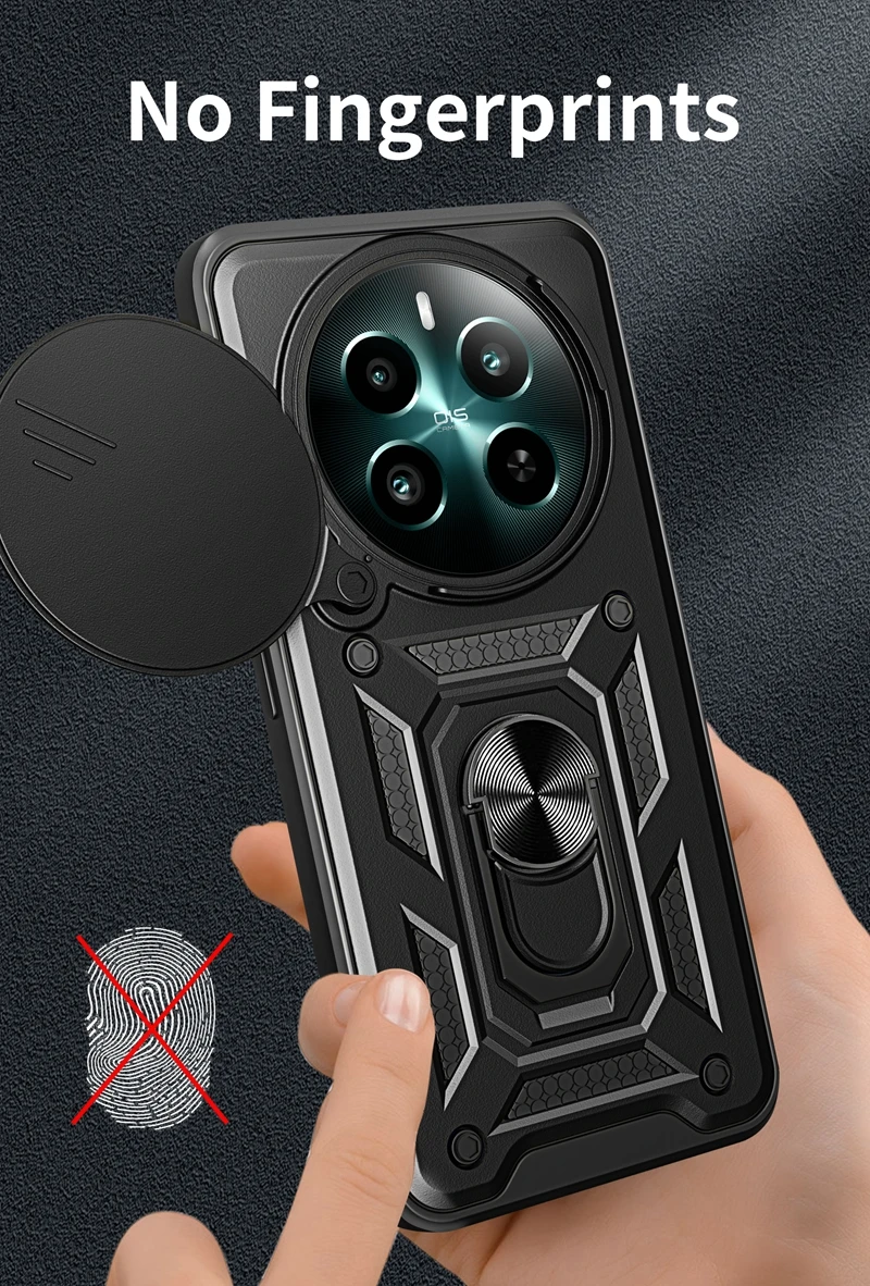 Armor Slide Camera Lens Protection Cover for Realme 12 Pro+ 12X 12+ Realme12 Pro Plus Car Magnetic Holder Ring Cases