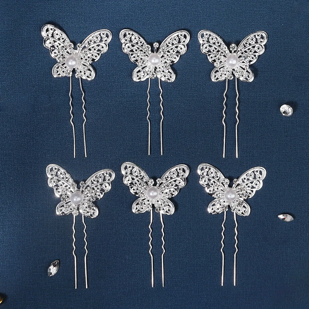6PCS Beliebte handgemachte Hochzeit Haarnadeln Braut Kristall Perle Blume Haarspange Braut Haarschmuck Zubehör – Detail 7