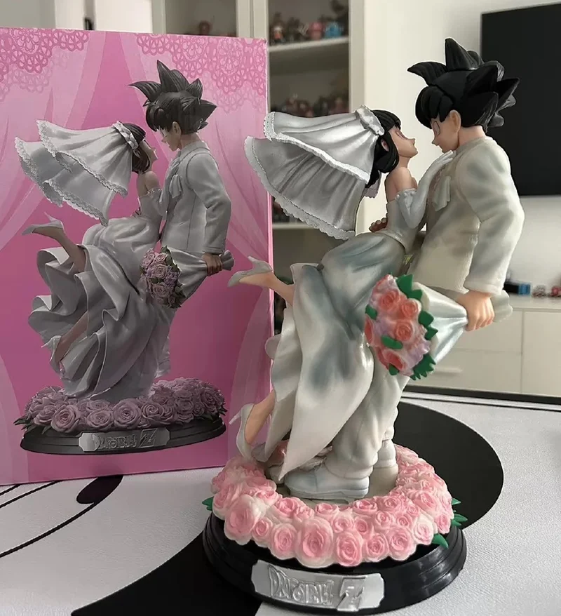 Dragon Ball Z Son Goku & Chichi Hochzeitsversion 31cm PVC-Actionfigur Sammlermodell Spielzeug Paar-Statue Ornament Hochzeitsgeschenk