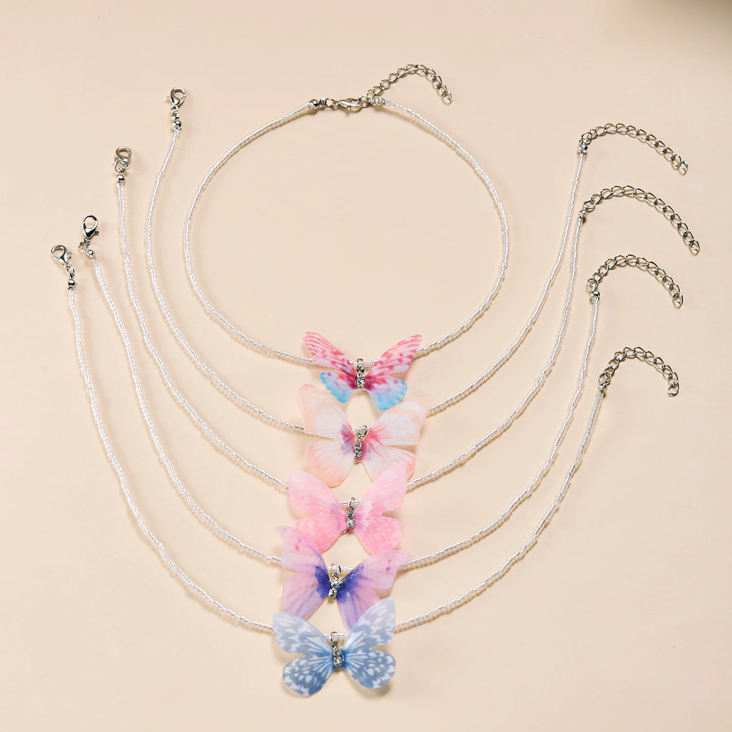 قلادة عنق فراشة أنيقة بسيطة للنساء ، حبات الأرز المصنوعة يدويًا ، مجوهرات حفلات للفتيات ، هدايا الموضة #3