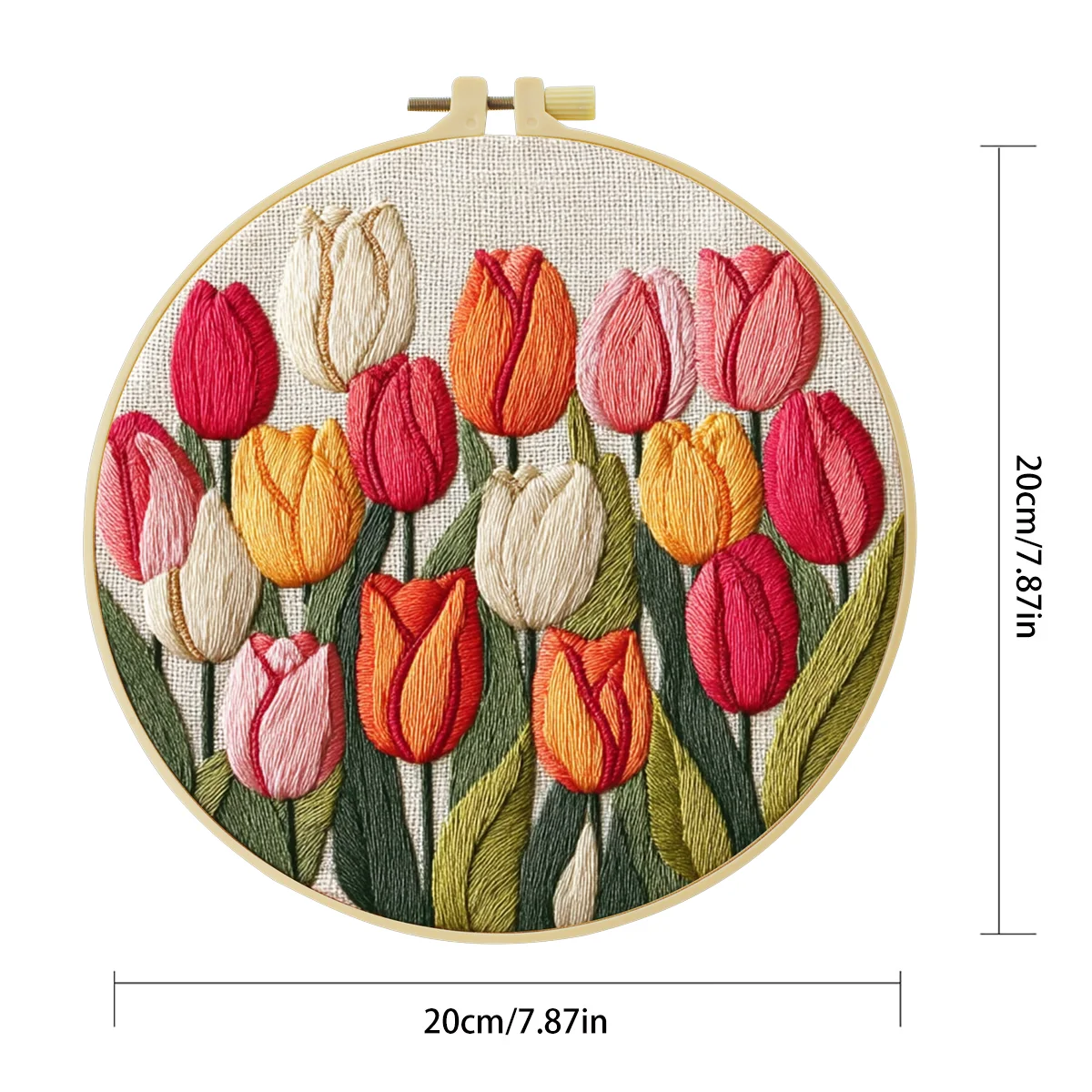 1 Stück 20X20CM/15X15CM 7,87/6,3 Zoll Schönes Tulpen-Stickerei-Starter-Kit DIY-Set für Anfänger Heimdekoration Nadelkunst – Detail 4