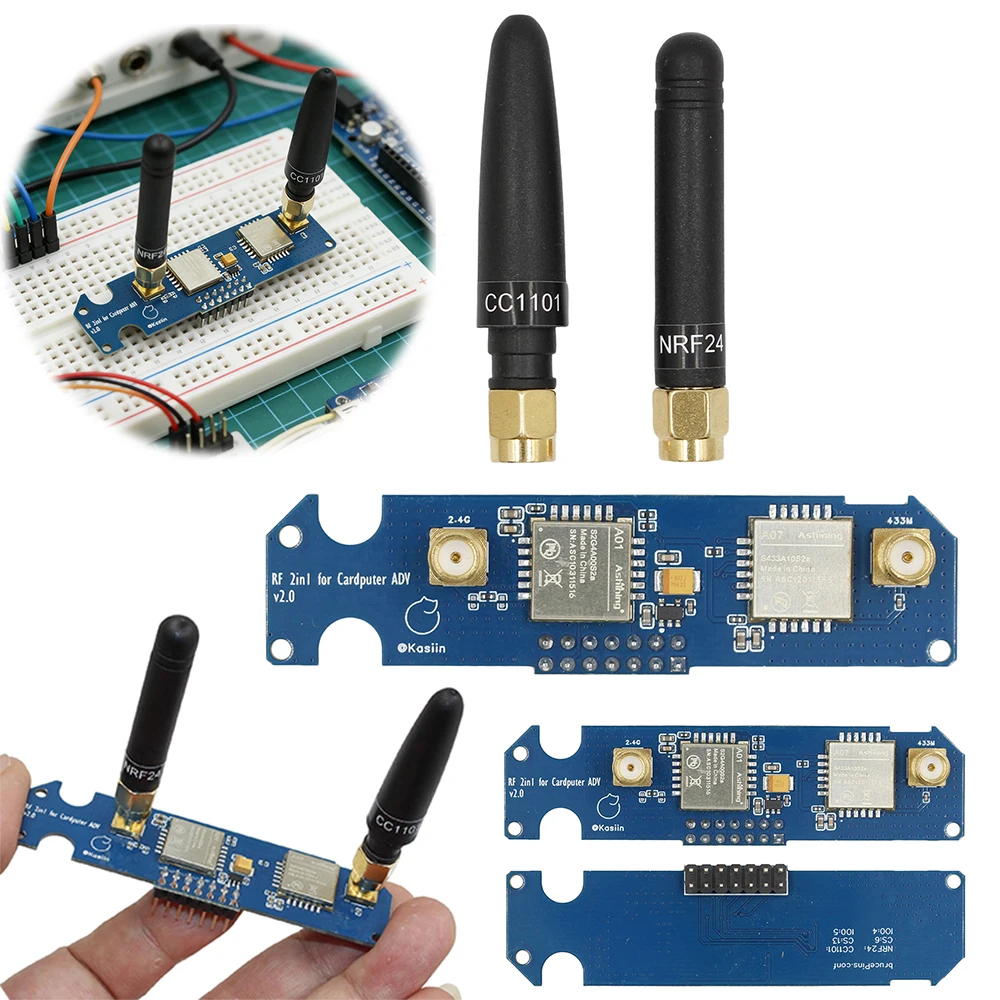 For M5Stack Cardputer ADV CC1101 915MHz & NRF24 2.4G RF Module 2 In 1 NRF24& CC1101 Dual-Bands Board Enhanced Antenna Design