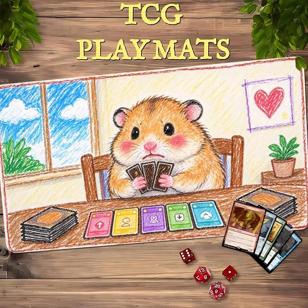 Cute Hamster Mouse Pad Card Playmat Stitched with Magic Zones Tabletop for MTG/TCG Card Battle Commander Gaming Mat