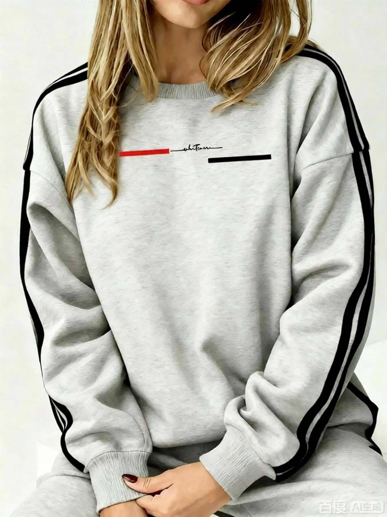 Women's autumn and winter loose casual comfortable cartoon tiger print plus velvet long sleeved round neck hoodie pullover