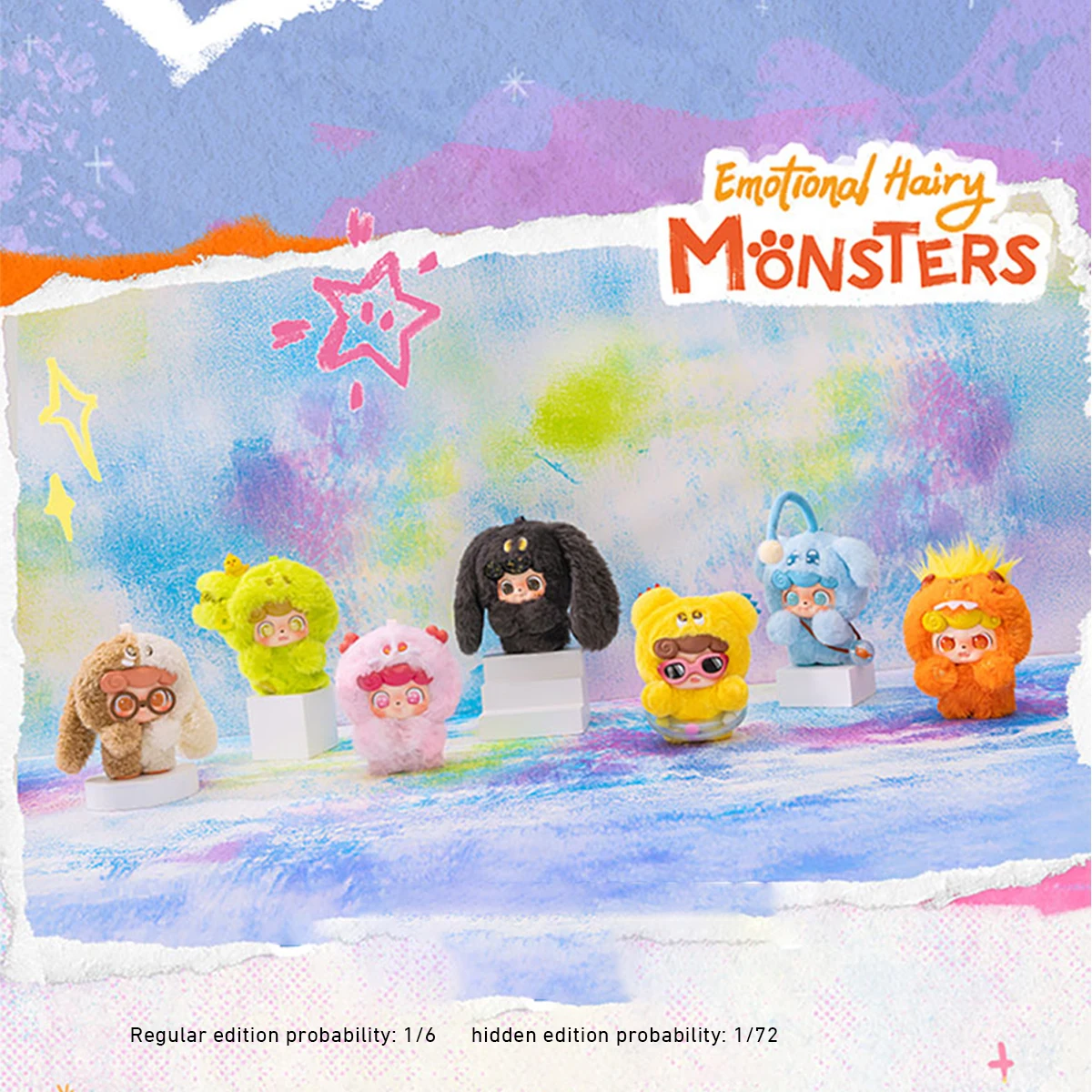 HIPLAY JOTOYS Q.Kid série de monstres poilus émotionnels ensemble de peluche figurine de boîte aveugle