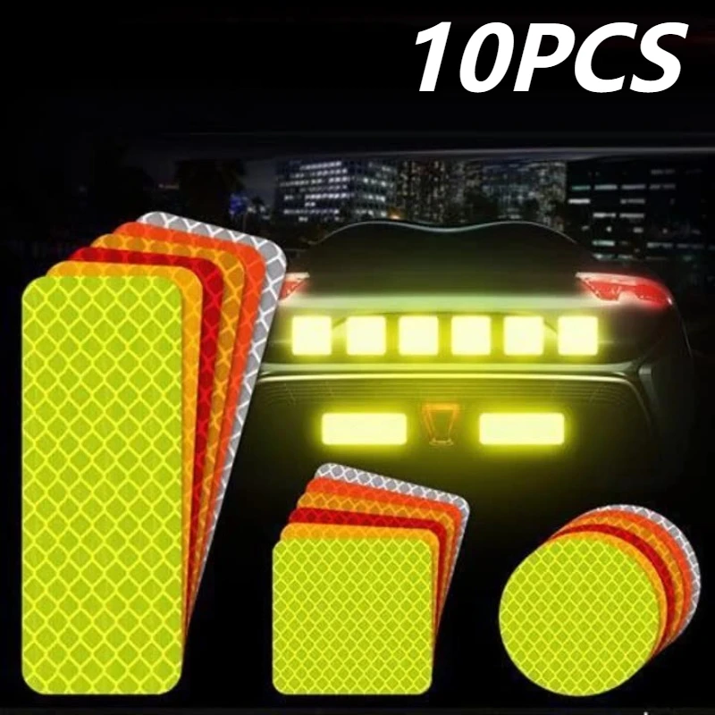 10Pcs Reflective Stickers Bumper Reflective Stickers Warning Strip Tape Secure Reflector Stickers Motorcycle Motorcycle Sticker