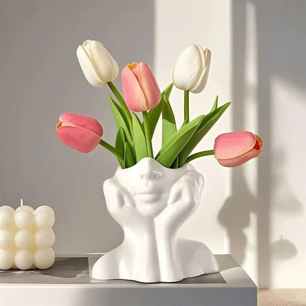 

1pc Lightweight Face Shape Art Vase Beauty Makeup Storage Box Storage Box Vases Home Furnishings Portable Makeup Brush Holder