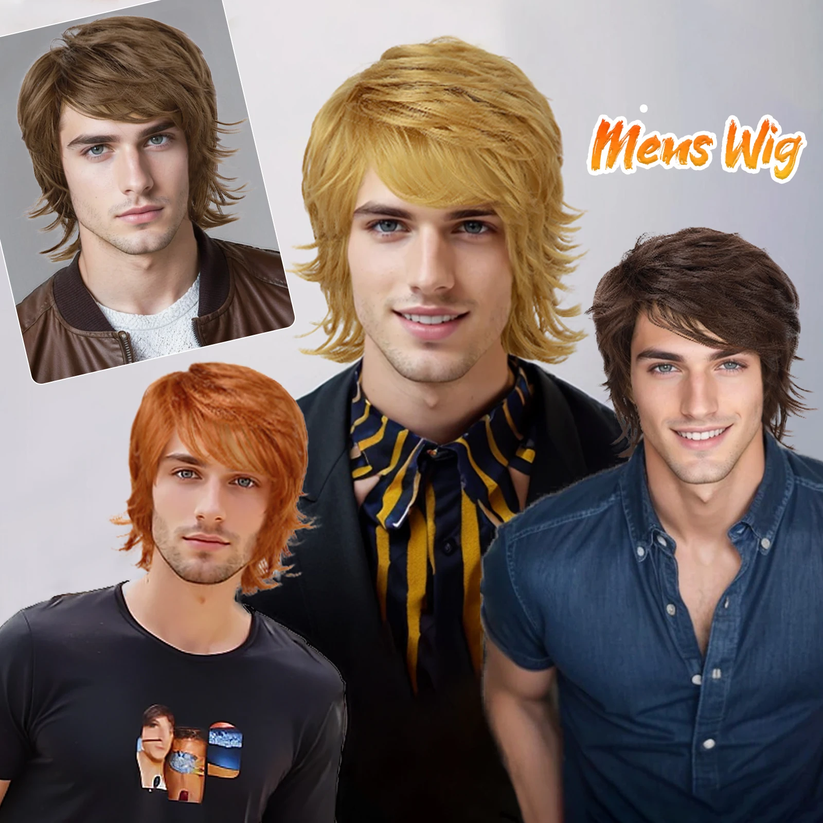 Synthetic Mens Wig Short Black Layered Heat Resistant Wigs for Male Daily Party Cosplay Costume Halloween Use image 6