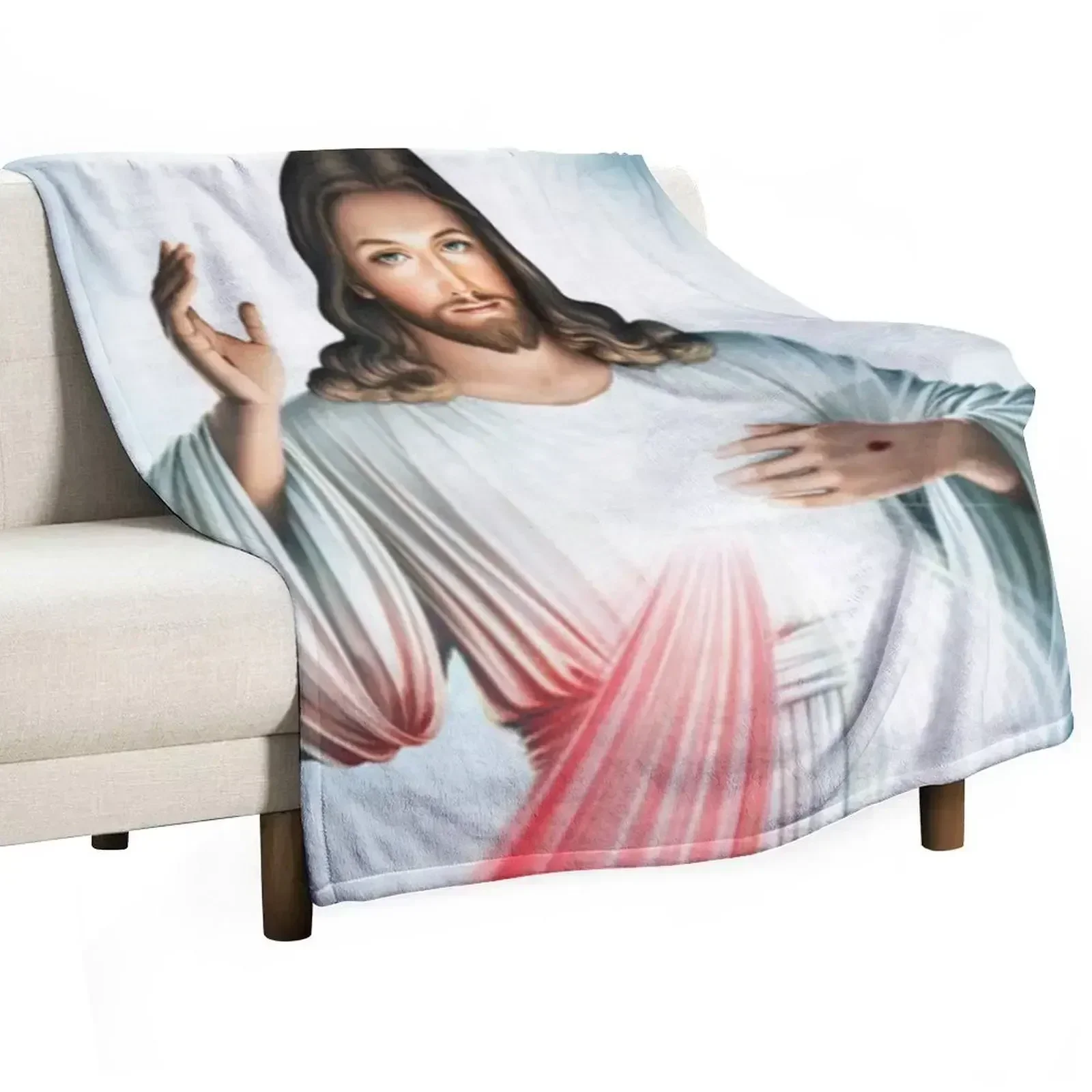 

The Divine Mercy, Jesus I trust in You, Saint Faustina, Divine Mercy Throw Blanket Fluffy Cozy Throw Blanket for Home Decor