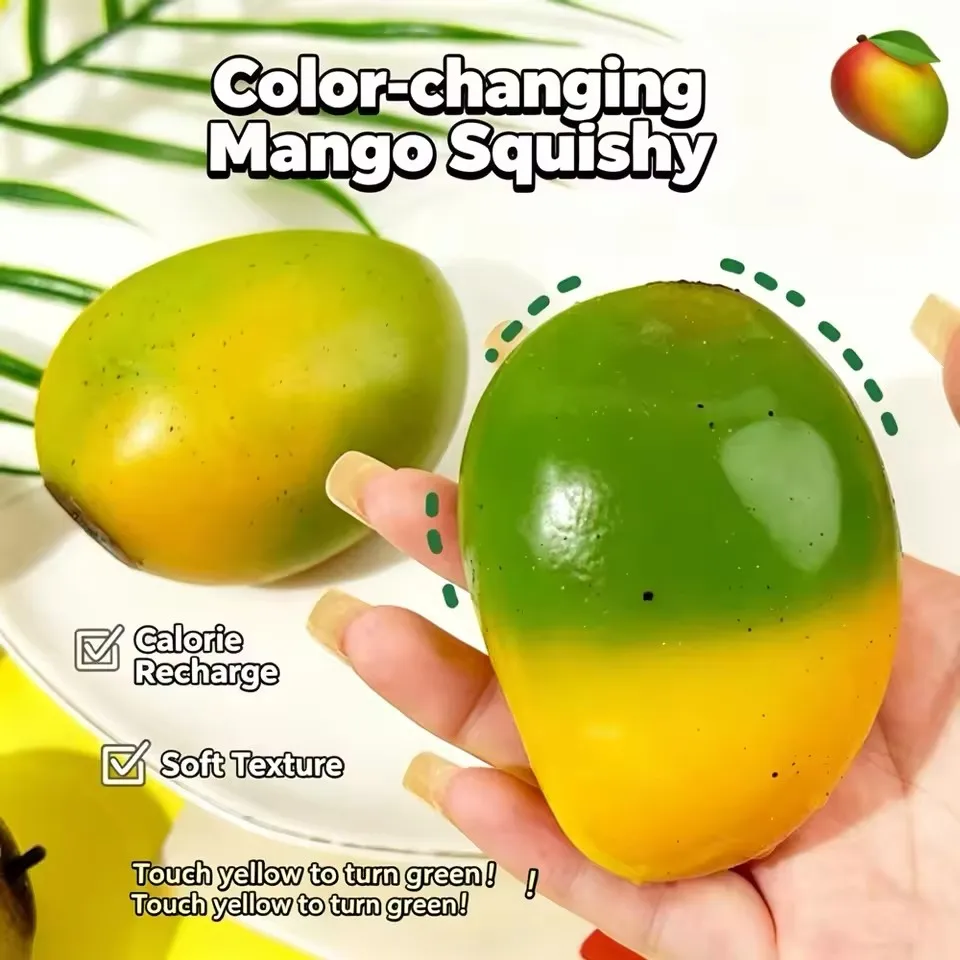 

New ! Color Change Mango Slow Rebound Stress Relief Toy , Anti-Anxiety Stress Relief Fidget Toy for Kids Adults