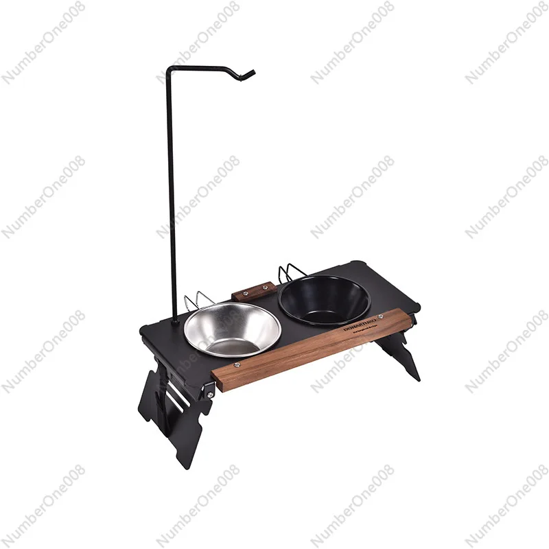 

Outdoor camping dog basin double bowl shallow mouth special water bowl rack anti-knock, pet drinking water feeding basin rack