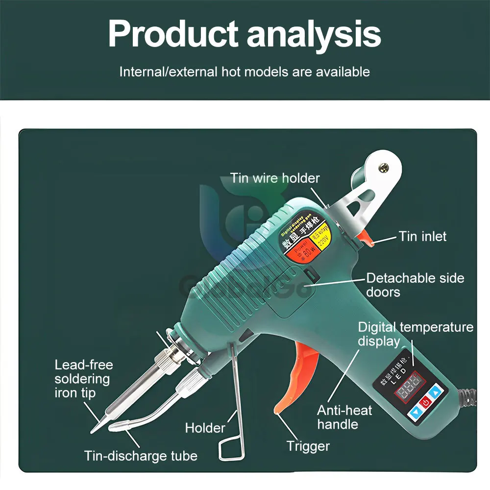 80/120W Digital Display Soldering Iron Gun 180-520°C Adjustable Temperature Automatic Send Tin Gun Repair DIY Tool