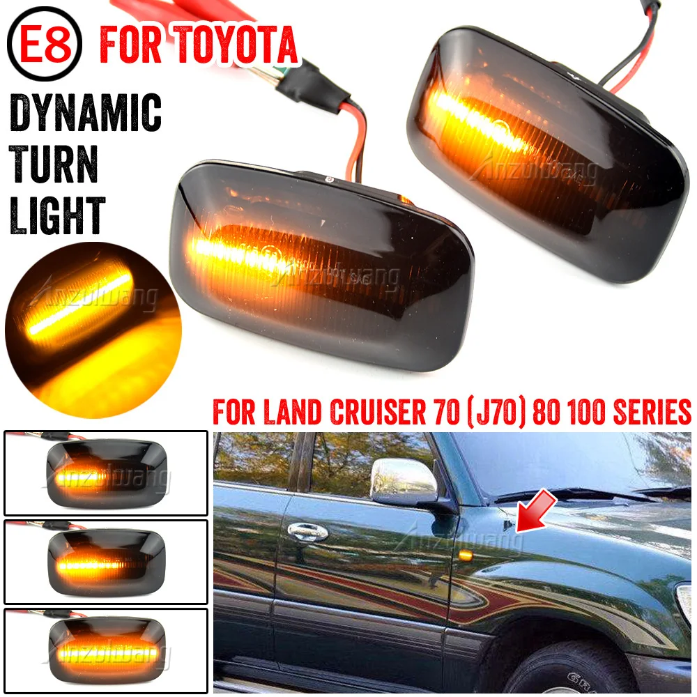 

2pcs For Toyota Landcruiser 70 80 100 Series Led Dynamic Side Marker Turn Signal Light Sequential Blinker Light Emark