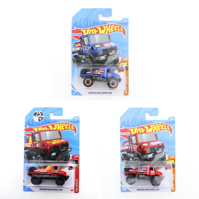 

2019-07 2021-188 Original Hot Wheels Mini Alloy Coupe MERCEDES-BENZ UNIMOG 1300 1/64 Metal Diecast Model Car Kids Toys Gift