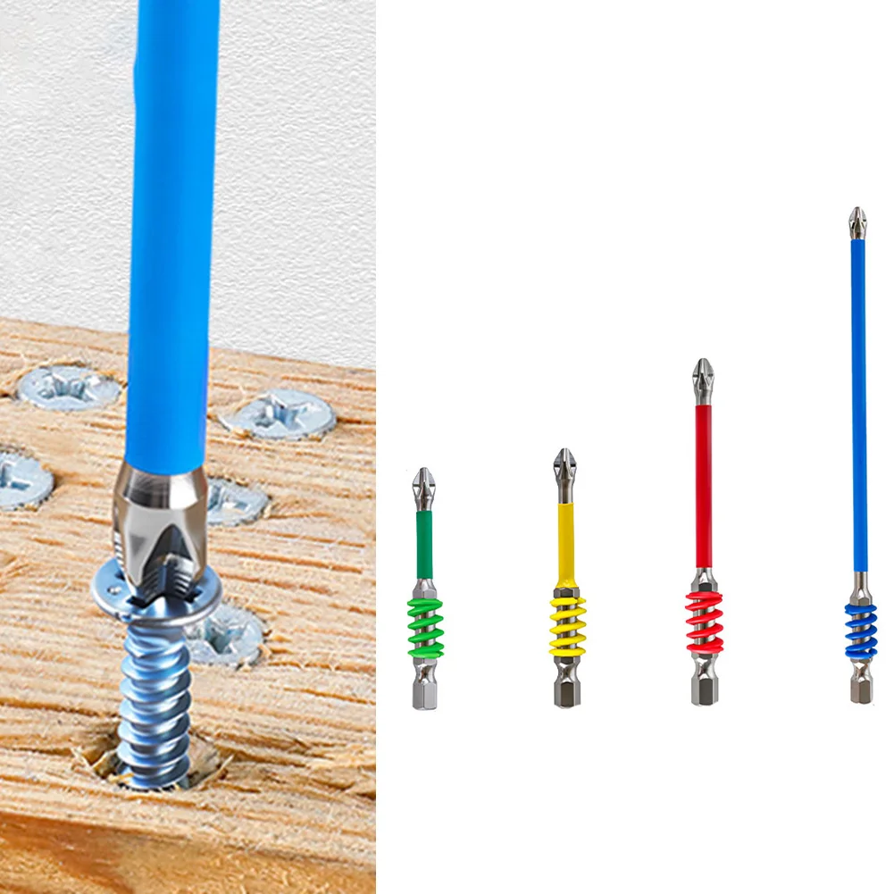 Spring Screwdriver Bit Set With Anti-Slip Grip And Flexible Mechanism, Compatible With 6.35mm Electric Drill Carbide Tips