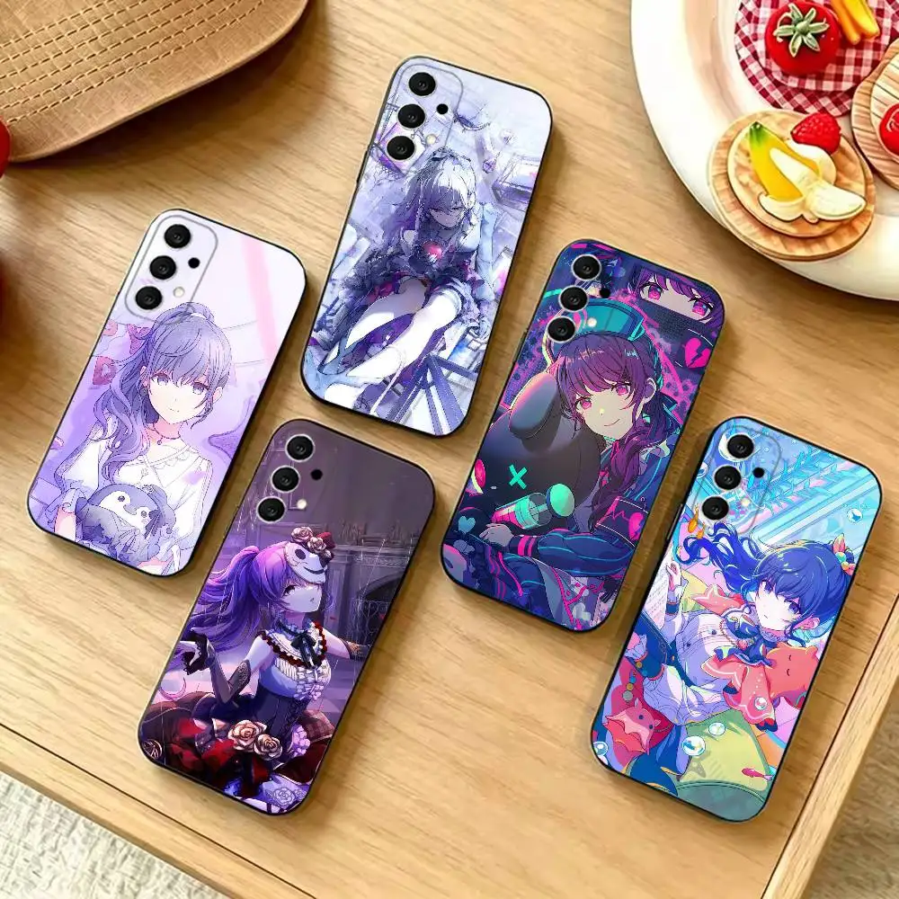 Cyberpunk anime girl Fashion Black Silicone Protective Phone Cover, Suitable for Samsung S20-S26,Ultra,Plus,FE,Lite,5G