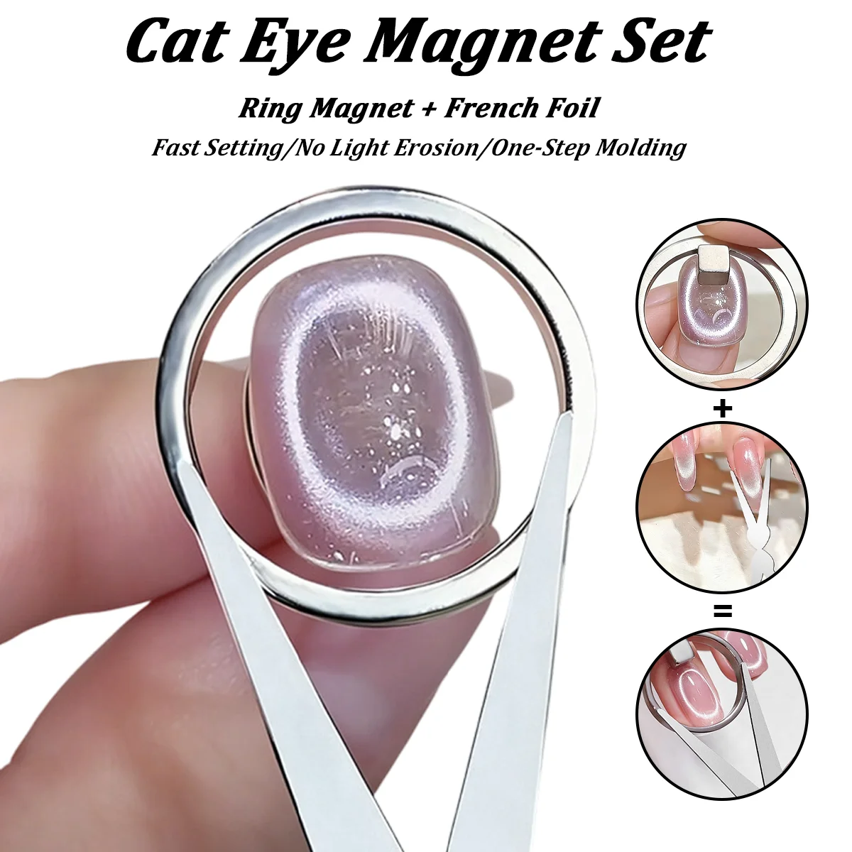 1pc/2pcs Cat Eye Nail Magnet Tool, Ring & V Shape Magnet for French Tip, Heart Line Effects, Gel Nail Art Manicure