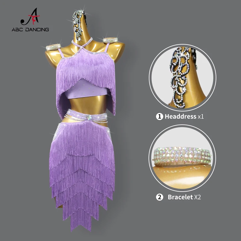 Latin Dance Practice Clothes Dancewear Women Party Dress Competition Samba Tassel Stage Costume Sport Suit Ball Skirt Customized