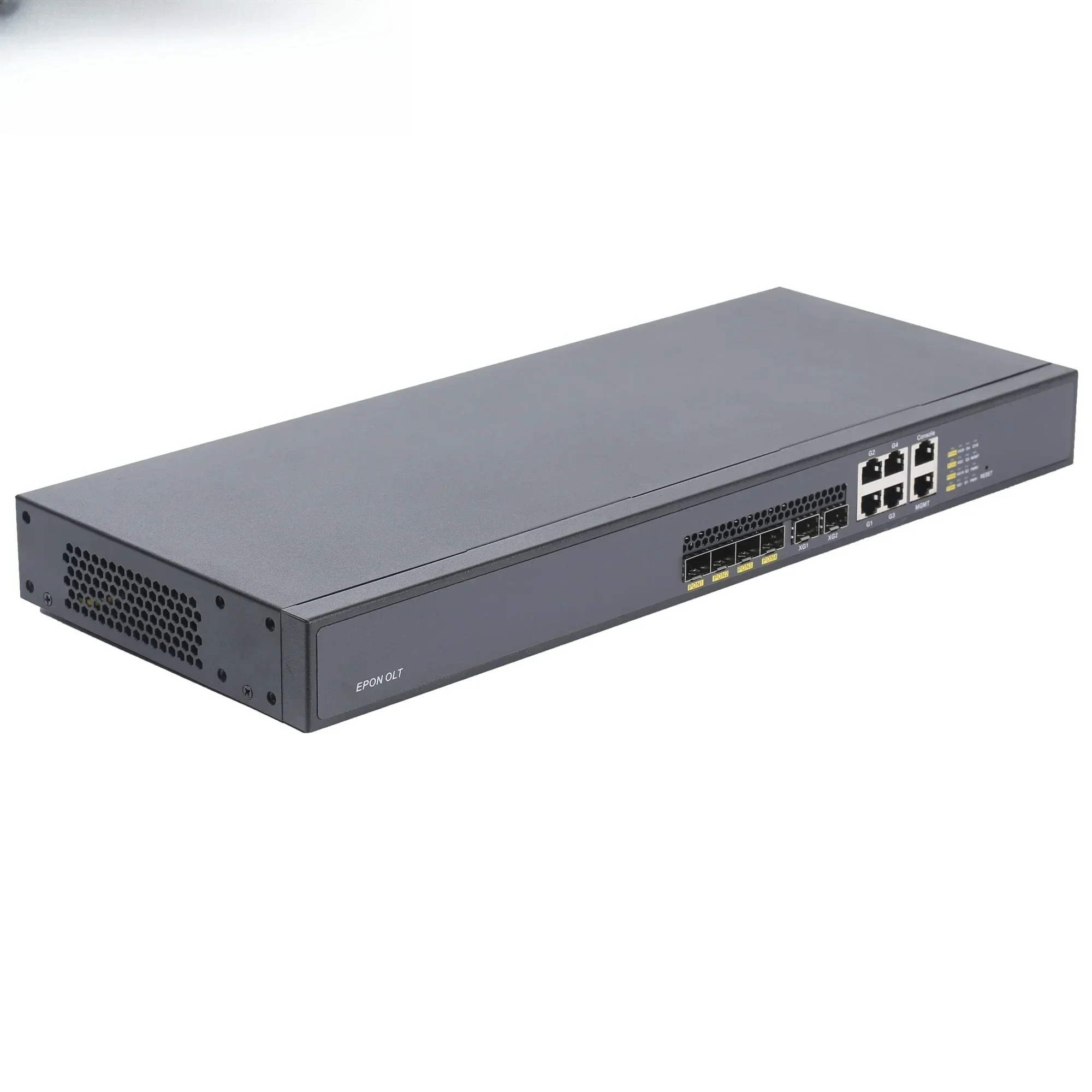 HiOSO 4PON 1U نوع الرف EPON OLT معدات الألياف البصرية FTTx 4 منافذ 10G + منافذ SFP Mini OLT FTTH مع وحدات Pon لـ