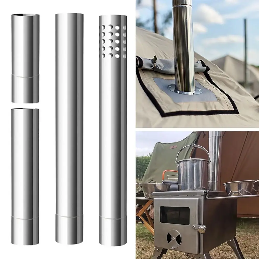 4-Piece Stainless Steel Chimney Elbow Set – 2.36" Diameter – 45° & 90° Bends For Camping Stoves, RVs, And Tents