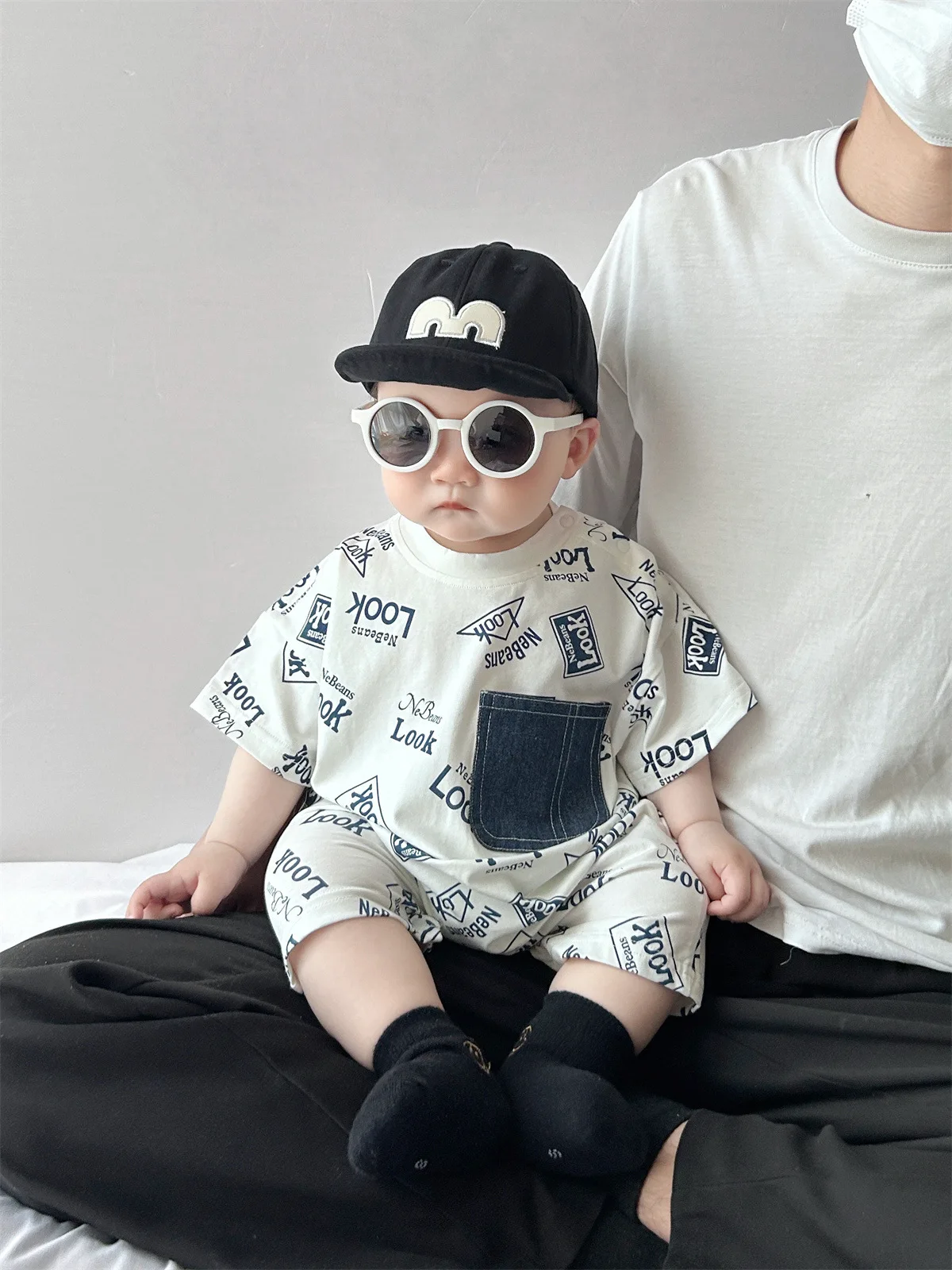 ZOETOPKID Baby-Strampler mit Mütze aus Baumwolle für den Sommer, für Neugeborene, Jungen und Mädchen, kurzärmelige, dünne Kletterkleidung für Kleinkinder – Detail 14