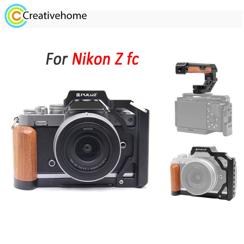

PULUZ ZFC Camera Wood Handle Stabilizer Cage For Nikon Z fc / Zfc Mirrorless-camera Metal Camera Video Frame Cold Shoe 1/4 Mount