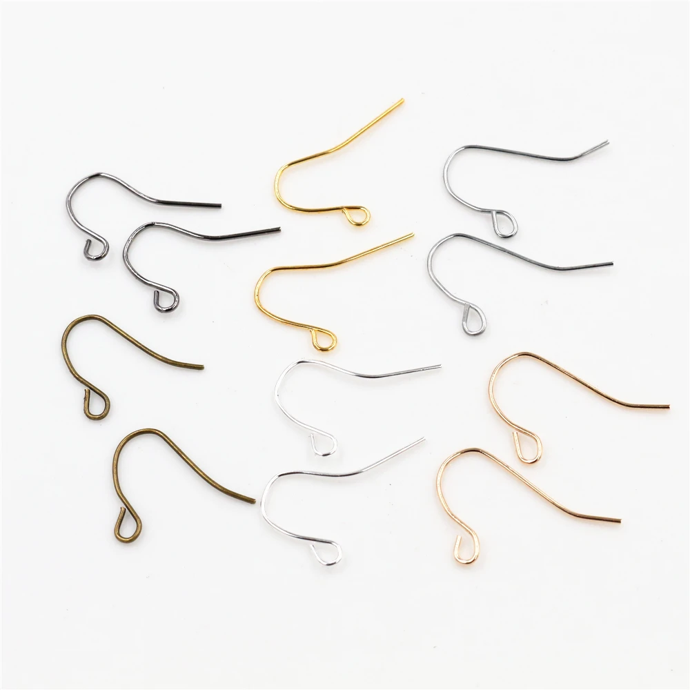 100 sztuk/partia 21x12mm srebrny kolor brązowy kolczyki haki ustalenia zaczep na ucho kolczyki zatrzaski do tworzenia biżuterii DIY earwire dostaw — zdjęcie 3