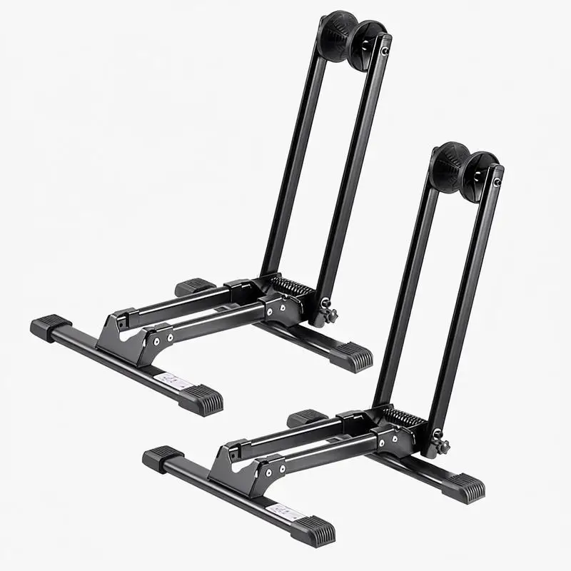 

Bicycle stand, 2-pack, foldable, compatible with mountain bikes & bicycles 508–736.6 mm in diameter, carbon steel parking stand, ideal for small spaces, entryways, garages