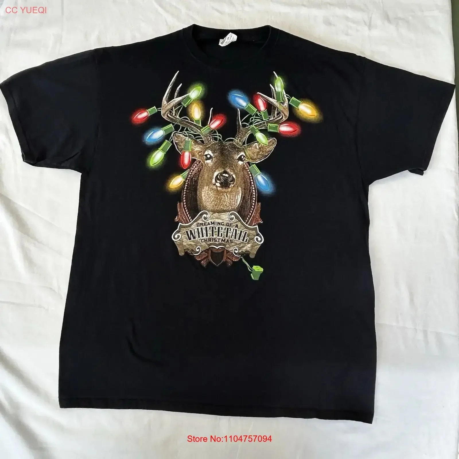 December 25th Men's Dreaming Of A Whitetail Christmas Holiday T Shirt Black XL vintage Washed streetwear Comfortable Breathable