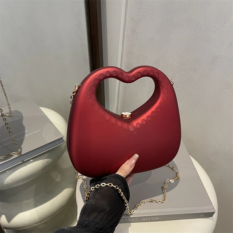 

Красный свадебный кошелек, сумка для телефона, милый вечерний клатч с ручкой в форме сердца, высококачественная акриловая сумка через плечо, универсальная сумка Sac A Main