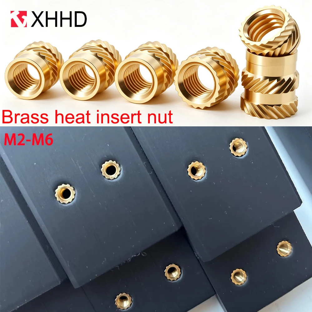 Brass Heat Insert Nut M2 M3 M4 M5 M6 Hot Melt Knurled Inserts Double Twill Embedment Thread Insert Nuts for 3d Printer Plastic
