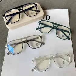 Fashion Square Double Bridges TR90 Women Glasses Frame Clear Anti-Blu-Ray Eyewear Retro Men Optical Frame Computer Goggles
