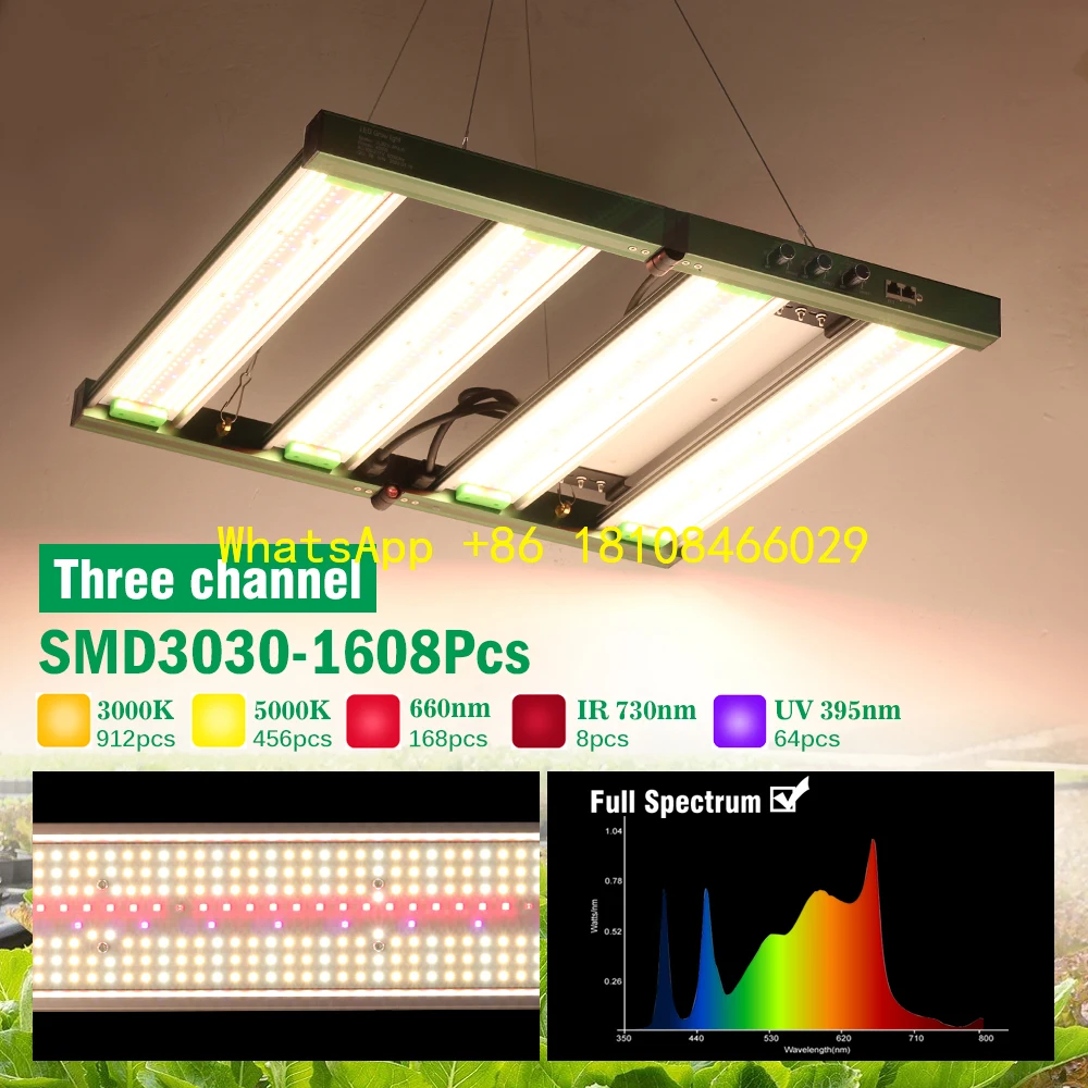 

3 Channel for Indoor Greenbox Veg Seedling Flowers 400W Foldable LED Plant Grow Light Dimmable Full Spectrum Growing Lamp with