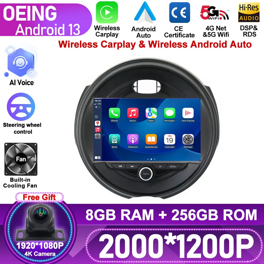 Radio samochodowe Auto do BMW MINI COOPER F54 F55 F56 F60 2014-2019 Android Odtwarzacz multimedialny Nawigacja GPS Stereo Carplay Bez 2DIN DVD