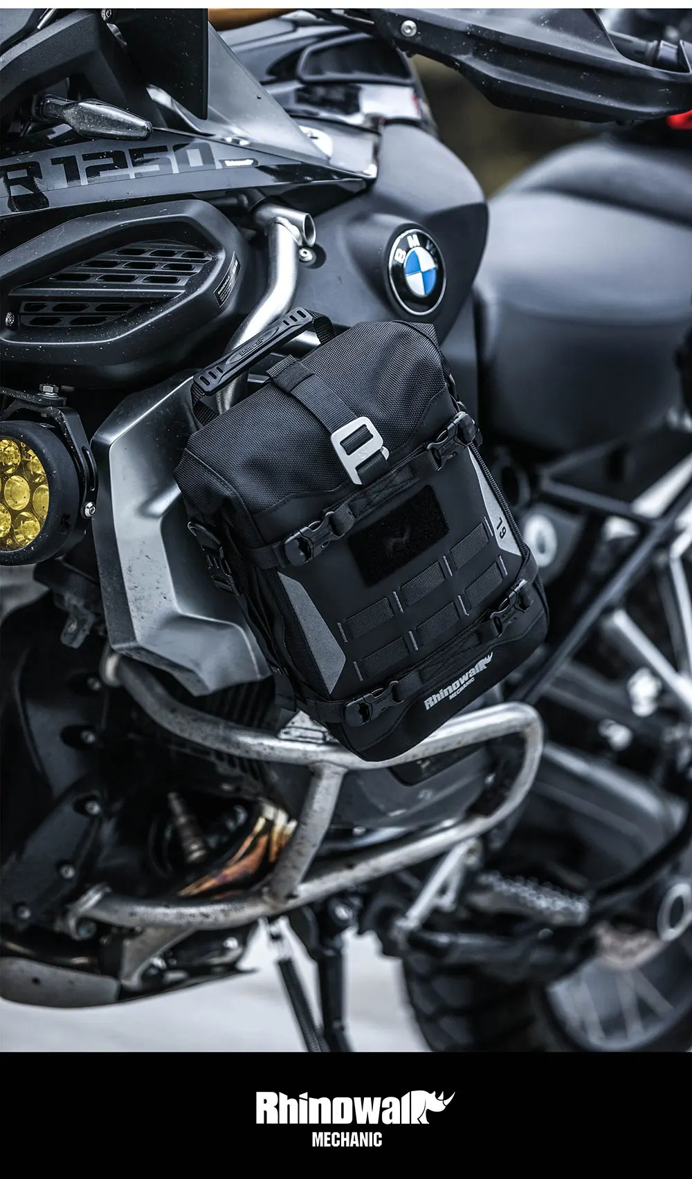 Rhinowalk Motorrad-Sturzbügeltasche, wasserdicht, 6 l, Aufbewahrungstasche mit innerer Stützplatte für Adv Mechanic Serie, Umhängetasche, Molle – Detail 18