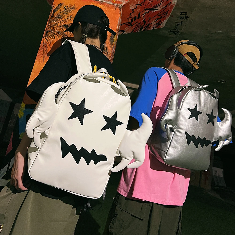 2023 Original White Demon Bat Fashion Backpacks Large Cppacity Campus Schoolbag Cute Ghost Spirit Waterproof Travel Shoulder Bag