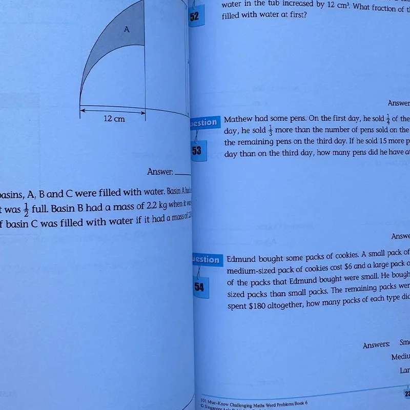 Libro de práctica de enseñanza de matemáticas de Singapur, 6 libros/Set, savia 101, desafío, problemas de palabras, escuela primaria, grado 1-6