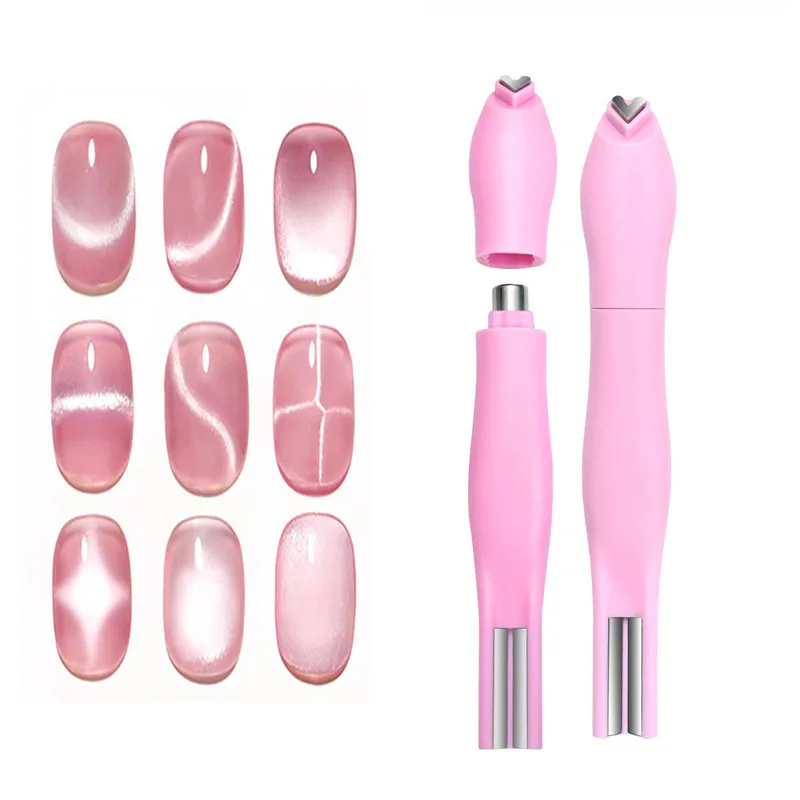 3D-Herzförmiger Katzenaugen-Magnet zum Erstellen von Herz-Mond-Doppellinienformen auf den Nägeln, 3-in-1 abnehmbare Katzenaugen-Nagelmagnetstäbchen