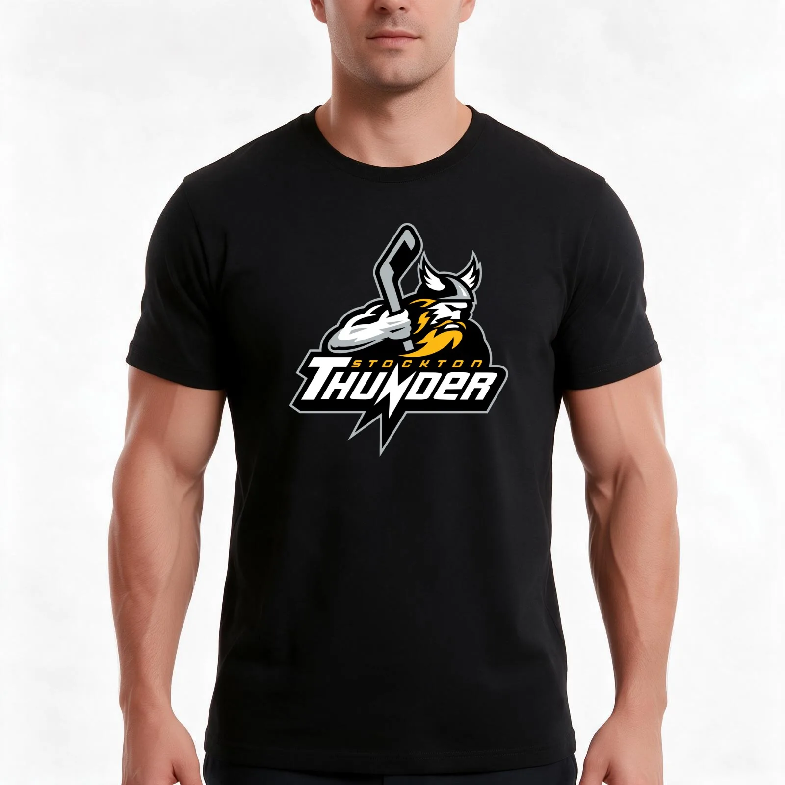 Stockton Thunder T-Shirt, Summer Casual Cotton Tee, Oversized Streetwear Tops, Vintage Graphic Print, Loose Fit Short Sleeve