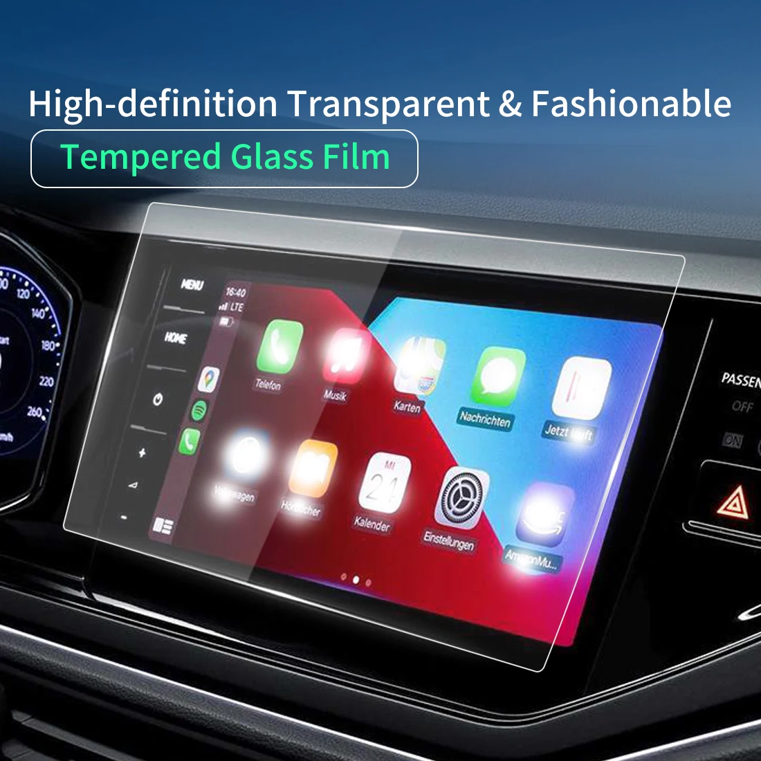 Car Stickers Meters Screen Protector For Carplay VW Polo 2022 Display Tempered Glass Protective Film Navigation Auto Accessories