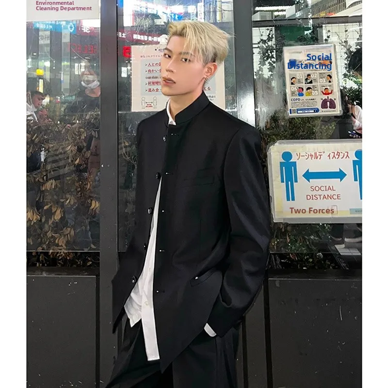 

New Chinese Style Men's Suit Jacket Casual Autumn Spring Season Japanese Style Fashionable Streetwear High School Uniform