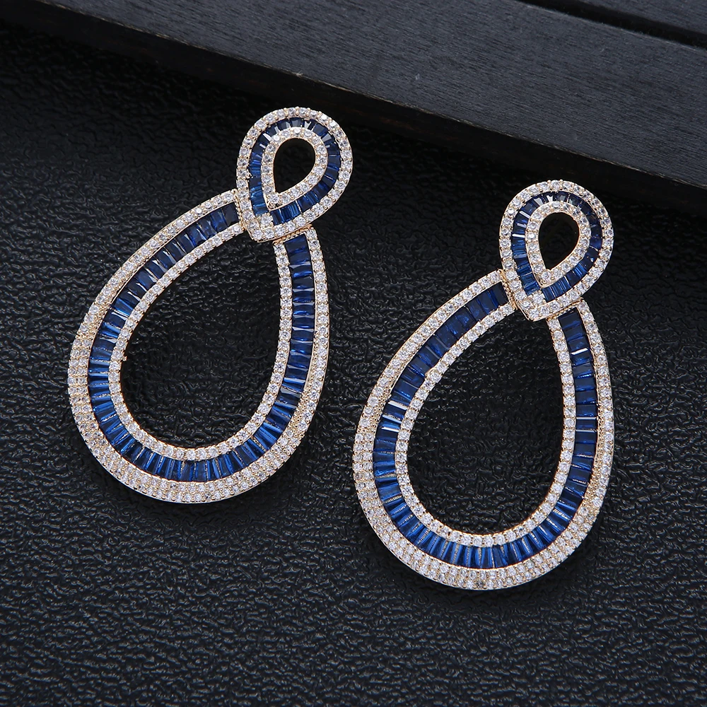 

AAA Cubic Zirconia Pave Setting Baguette Stones Stud Earrings For Women Dubai Bridal Earring Aretes De Mujer Modernos E7644