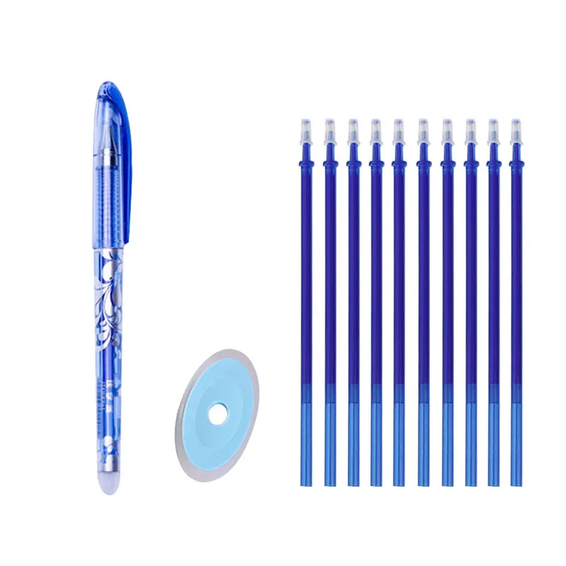 

12Pcs/Set Student Magic Gel Pens Blue Black Ink Refills Rods Erasable Pen Set Washable Handle School Office Stationery Supplies