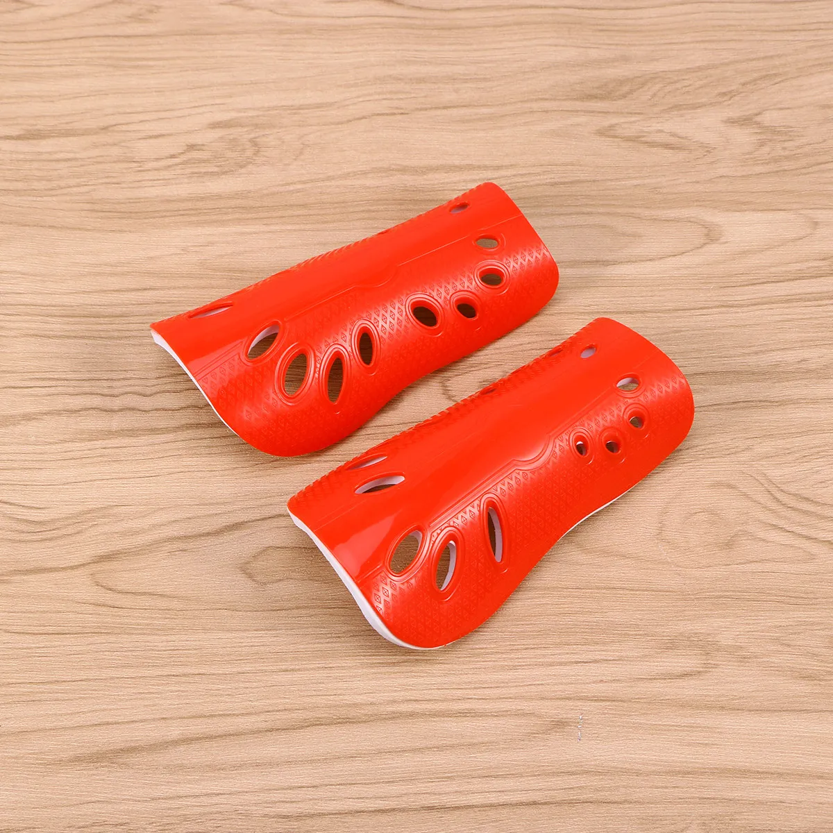 1Pair Breathable Shin Guards Soccer Protective Gear Red Men Women Light Weight Impact Absorption Multiple Breather Holes