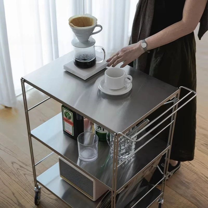 201 Stainless Steel 3-Layer Folding Kitchen Trolley Organizer Serving & Storage Cart for Food & Bathroom Use