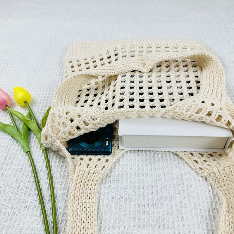 Vintage Hohl Design Gewebt Frauen Schulter Tasche Stricken Große Kapazität Handtaschen Sommer Reise Shopper Tote Für Damen Strand Taschen – Detail 21