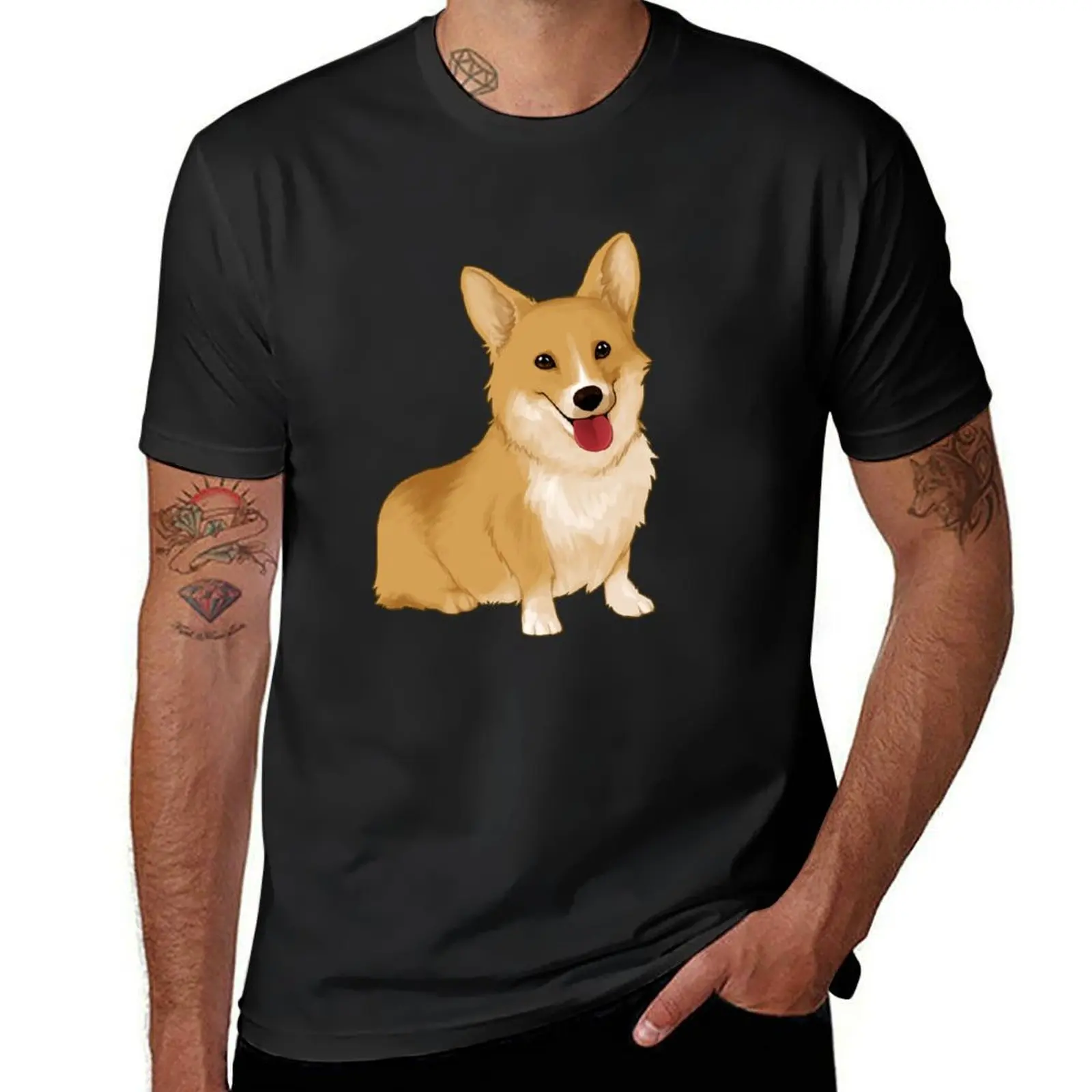 Cute smiling corgi T-Shirt korean fashion new edition mens graphic t-shirts hip hop
