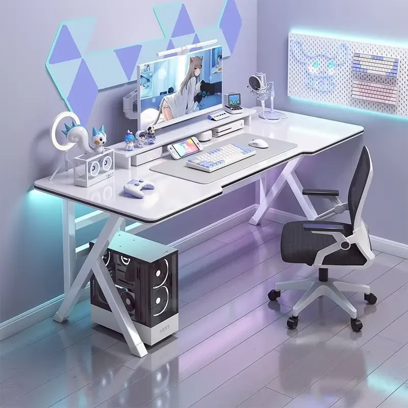 Modern White Computer Desk Metal Wood Style Gaming Table For Home Office Student Study Workbench Fast Shipping DDP